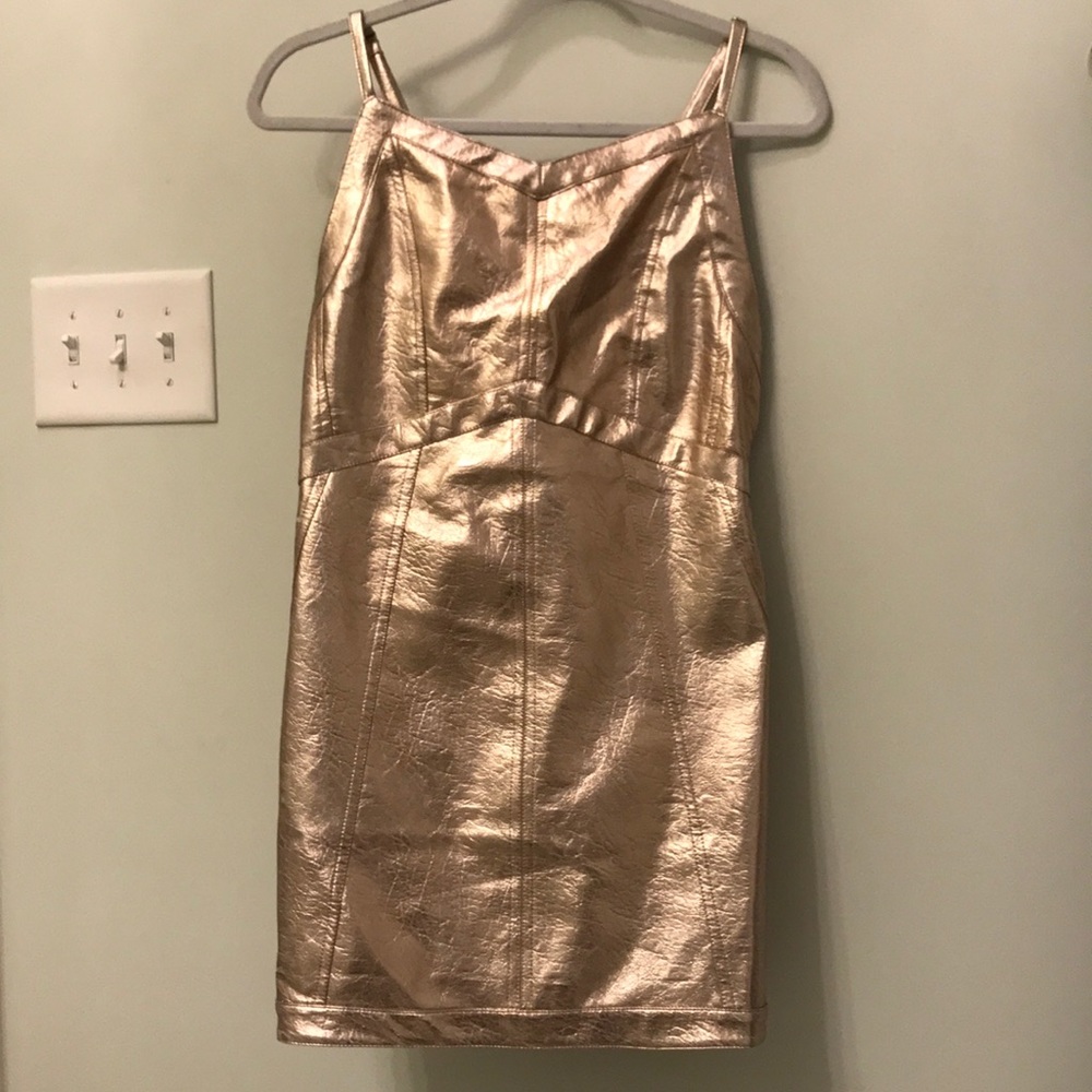 FOR LOVE AND LEMONS Rose Gold Metallic Dress NWT